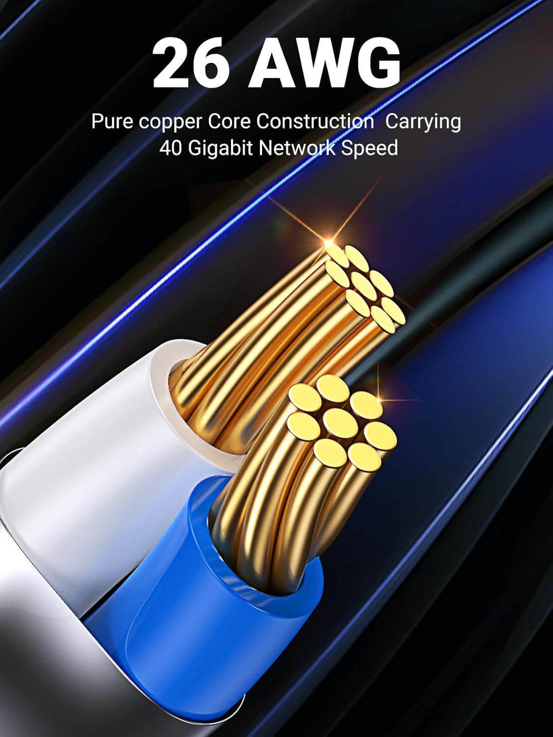 Buy UGREEN 15246 CAT 8 Gaming Ethernet Cable 40Gbps 2000MHz High-Speed (1.5 Meter) SF/FTP 26AWG Braided RJ45 Ethernet Cord Online in Pakistan - UGREEN PK
