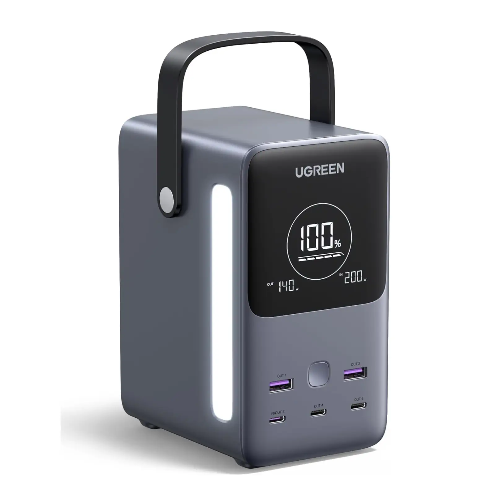 UGREEN 25286 Portable Charger 48000mAh 300W Power Bank 5 Ports USB C with Smart Digital Display Lighting and SOS Mode