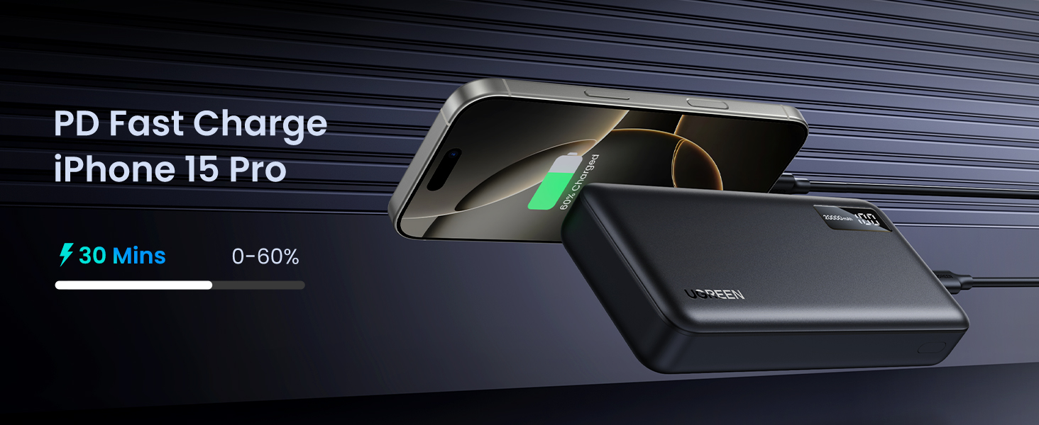 UGREEN 25683 Power Bank 20000mAh 22.5W PD 3.0 Fast Charging Battery iPhone 17/16/15 /14/13 UGREEN 25683 Power Bank 20000mAh 22.5W PD 3.0 Fast Charging Battery iPhone 17/16/15 /14/13