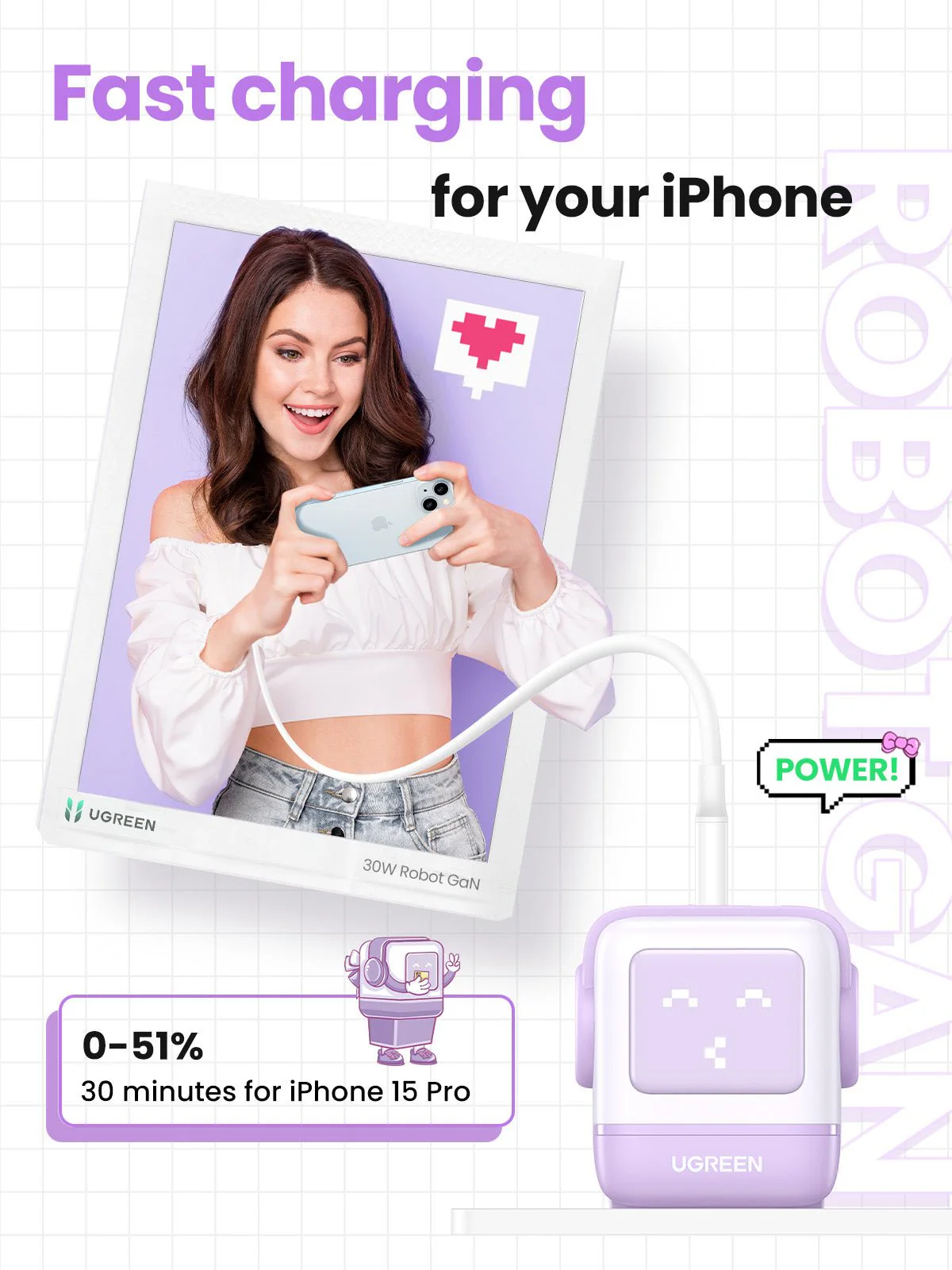 Buy UGREEN 35291 UNO 65W USB C 3-Port GaN Fast Charger for iPhone 16/15 Pro Max Online in Pakistan - UGREEN PK