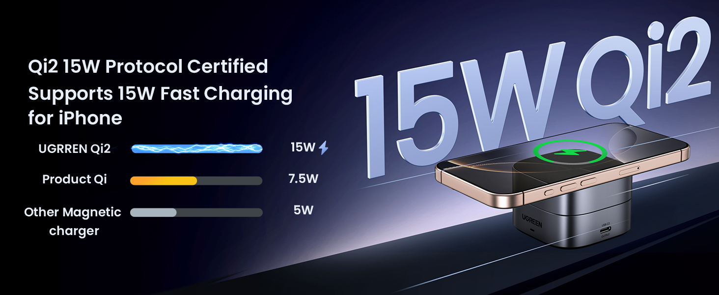 UGREEN 35316 MagFlow 2-in-1 Qi2 Magnetic Foldable Wireless Charging Station for iPhone 17/16/15 Pro Max AirPods 3/2/Pro UGREEN 35316 MagFlow 2-in-1 Qi2 Magnetic Foldable Wireless Charging Station for iPhone 17/16/15 Pro Max AirPods 3/2/Pro