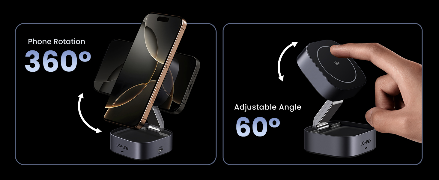 UGREEN 35316 MagFlow 2-in-1 Qi2 Magnetic Foldable Wireless Charging Station for iPhone 17/16/15 Pro Max AirPods 3/2/Pro UGREEN 35316 MagFlow 2-in-1 Qi2 Magnetic Foldable Wireless Charging Station for iPhone 17/16/15 Pro Max AirPods 3/2/Pro