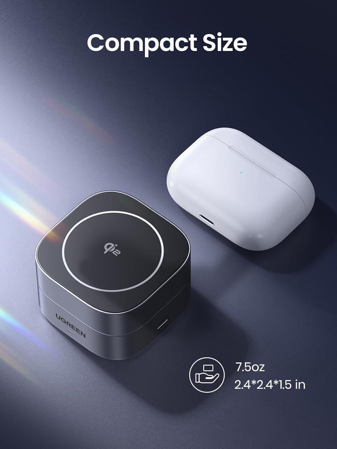 UGREEN 35316 MagFlow 2-in-1 Qi2 Magnetic Foldable Wireless Charging Station for iPhone 17/16/15 Pro Max AirPods 3/2/Pro
