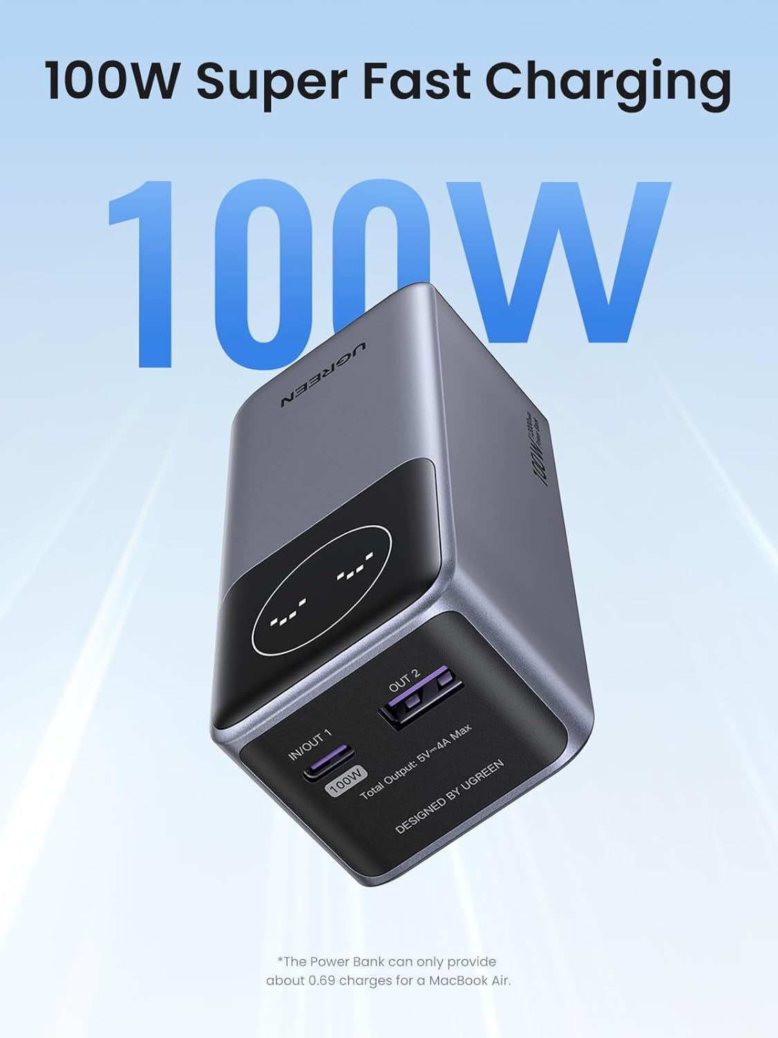 UGREEN 35526 Nexode Power Bank 12000mAh 100W PD PPS Fast Charging Portable Charger Battery Pack
