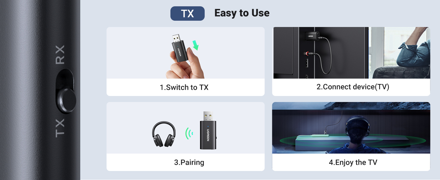 UGREEN 60300 Bluetooth 5.1 Transmitter Receiver 2-in-1 Wireless USB Adapter with Built-in Microphone 3.5mm Audio Bluetooth Dongle Buy UGREEN 60300 Bluetooth 5.1 Transmitter Receiver 2-in-1 Wireless USB Adapter with Built-in Microphone 3.5mm Audio Bluetooth Dongle Online in Pakistan - UGREEN PK
