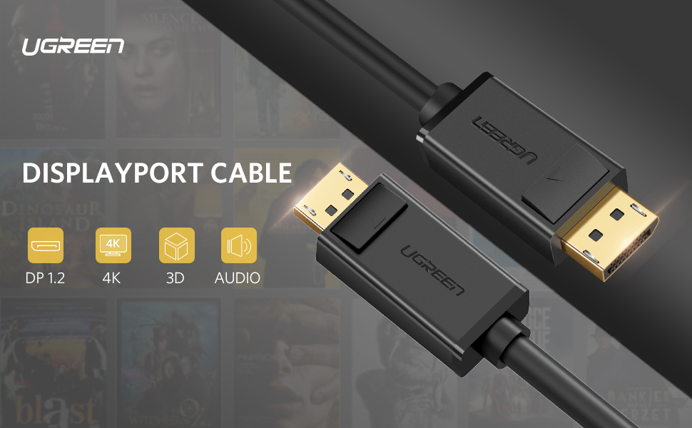 UGREEN 10244 DisplayPort 1.2 DP Male to Male Cable (1 Meter) 4K@60HZ 3D Buy UGREEN 10244 DisplayPort 1.2 DP Male to Male Cable (1 Meter) 4K@60HZ 3D Online in Pakistan - UGREEN PK