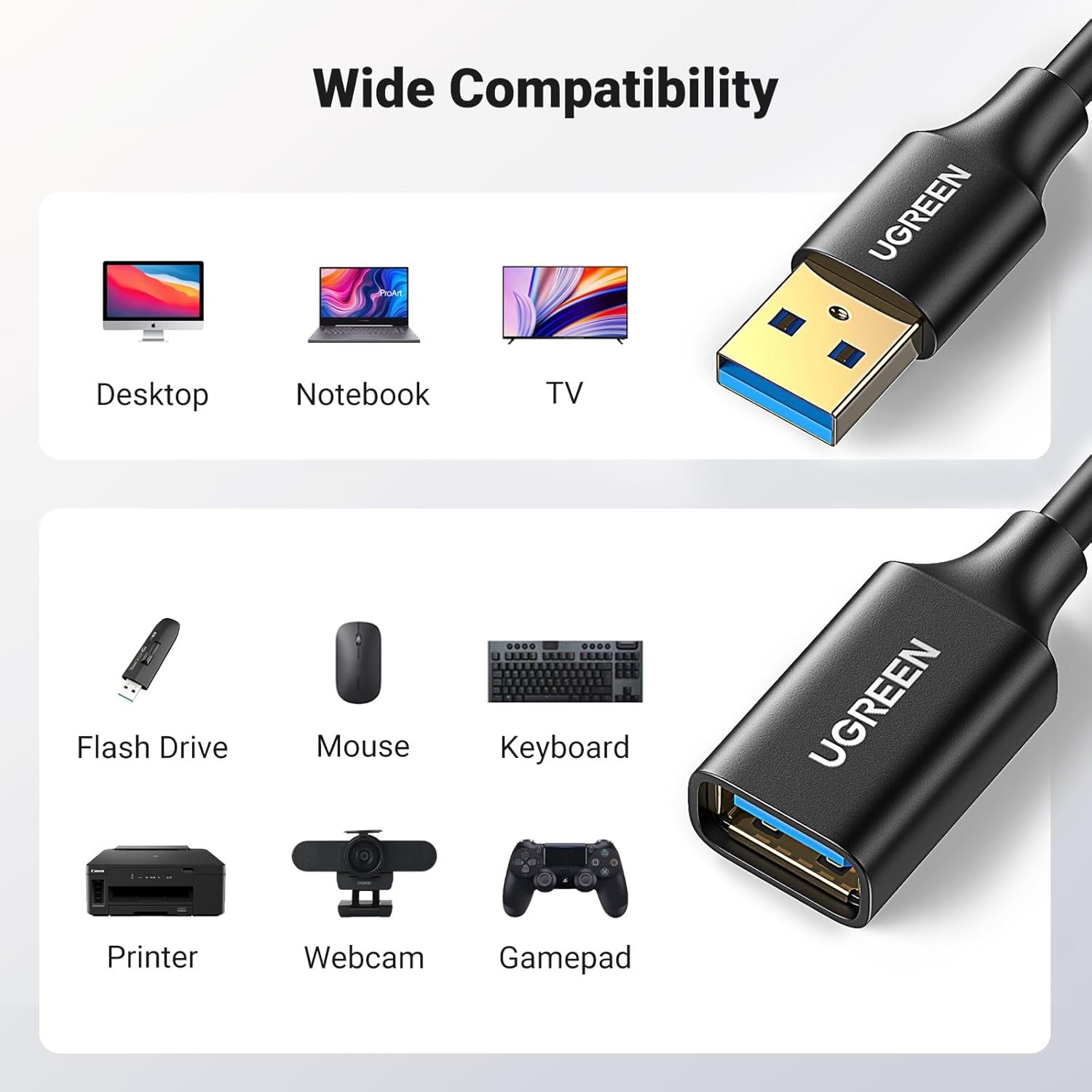 Buy UGREEN 10368 USB 3.0 Extension Cable Male to Female USB Cable (1 Meter) Black Online in Pakistan - UGREEN PK