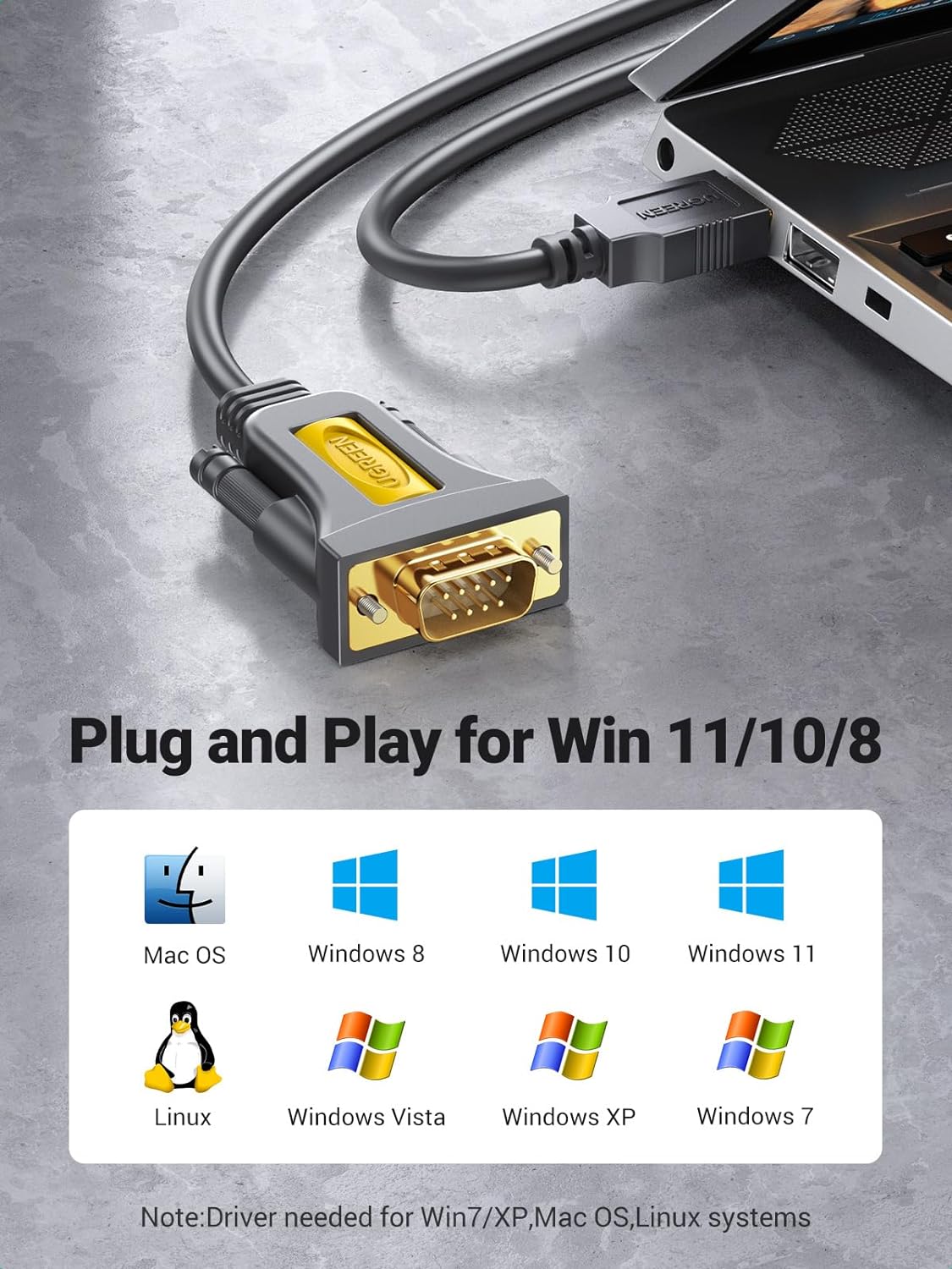 Buy UGREEN 20223 USB to DB9 RS-232 Adapter Cable (3 Meters) PL2303 Chipset Online in Pakistan - UGREEN PK