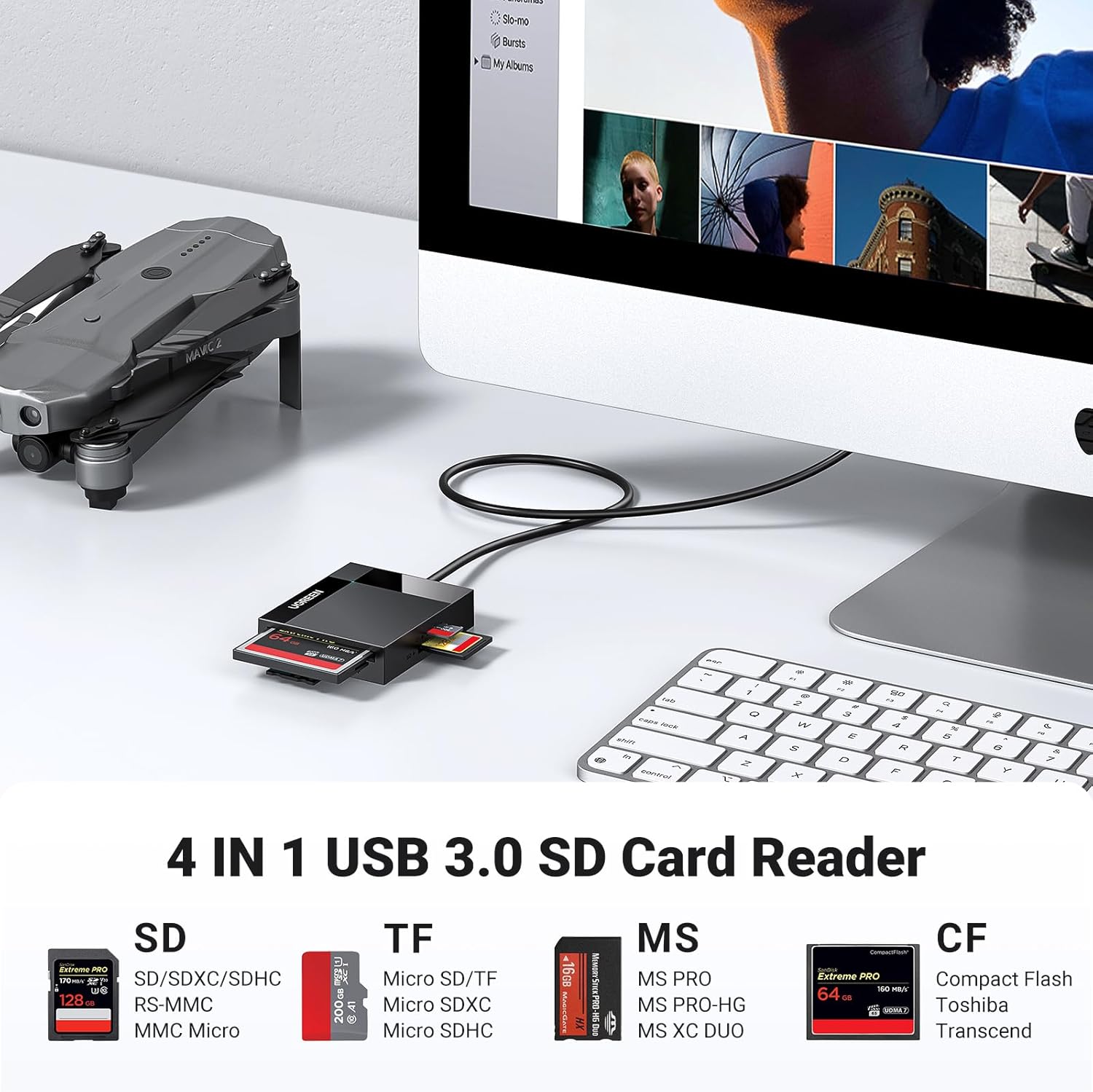Buy UGREEN 30333 SD Card Reader USB 3.0 Card Hub Adapter 5Gbps Read 4 Cards Simultaneously Online in Pakistan - UGREEN PK