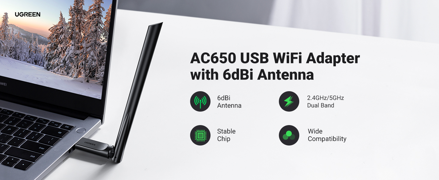 UGREEN 90339 AC650 USB WiFi Adapter for PC Desktop Buy UGREEN 90339 AC650 USB WiFi Adapter for PC Desktop Online in Pakistan - UGREEN PK