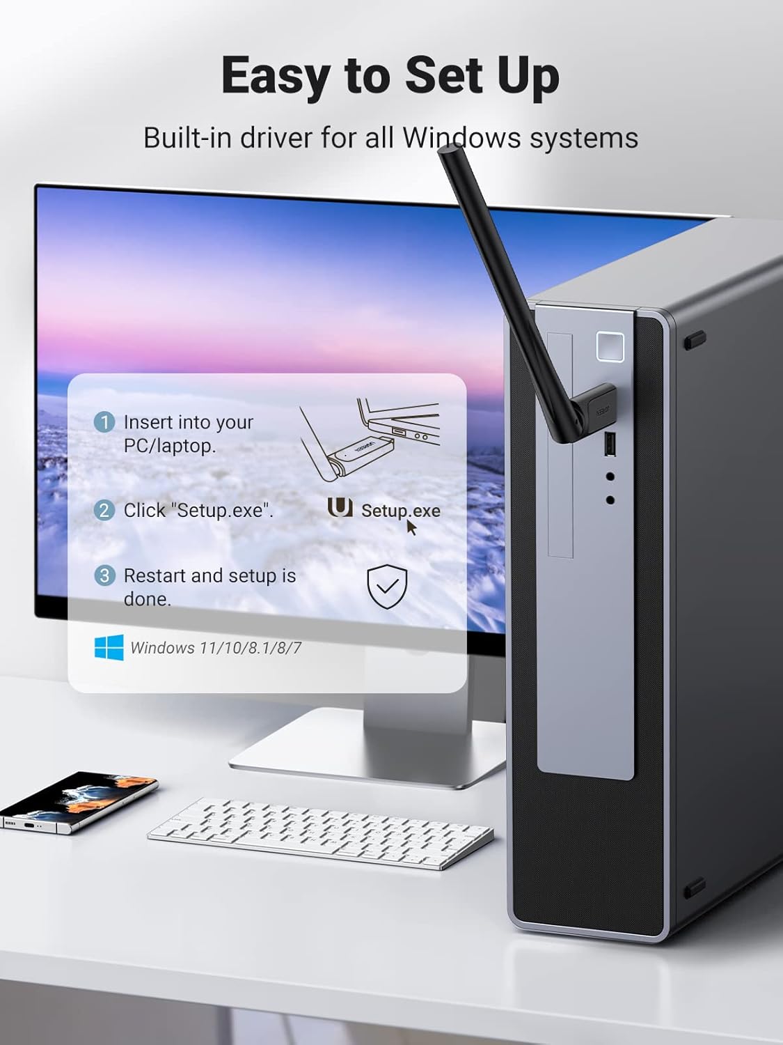Buy UGREEN 90339 AC650 USB WiFi Adapter for PC Desktop Online in Pakistan - UGREEN PK