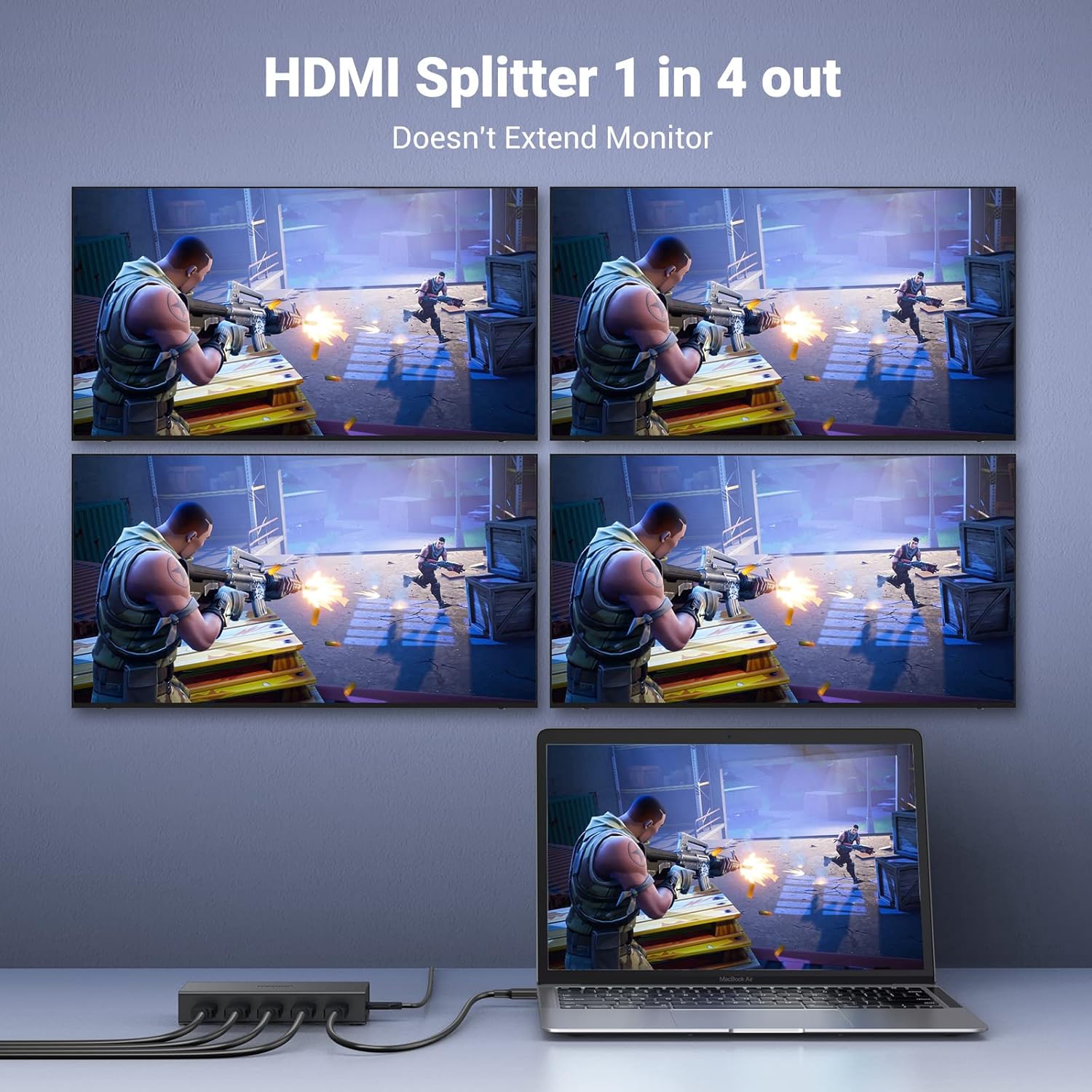 Buy UGREEN 90514 HDMI Splitter 1 in 4 Out 4K@60Hz Support EDID HDCP 2.2/1.4 3D HDR Online in Pakistan - UGREEN PK