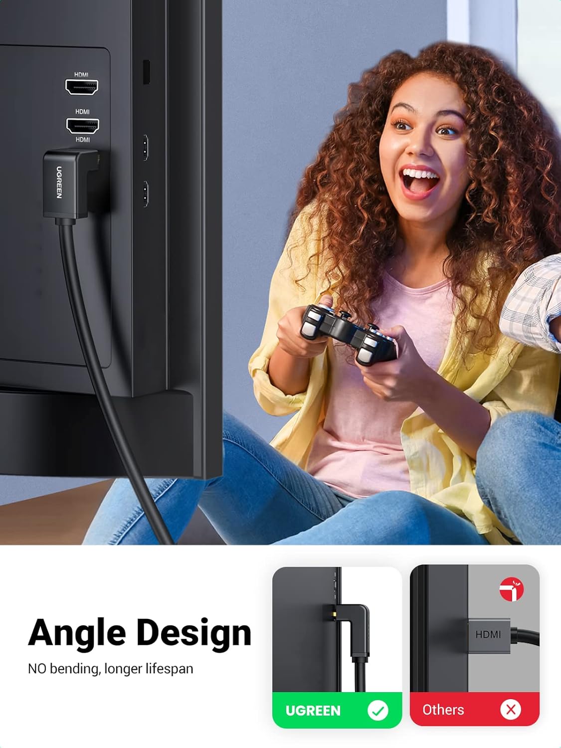 Buy UGREEN 10173 HDMI 2.0 Cable Right Angle 4K 90 Degree (2 Meter) 4K@60Hz Online in Pakistan - UGREEN PK
