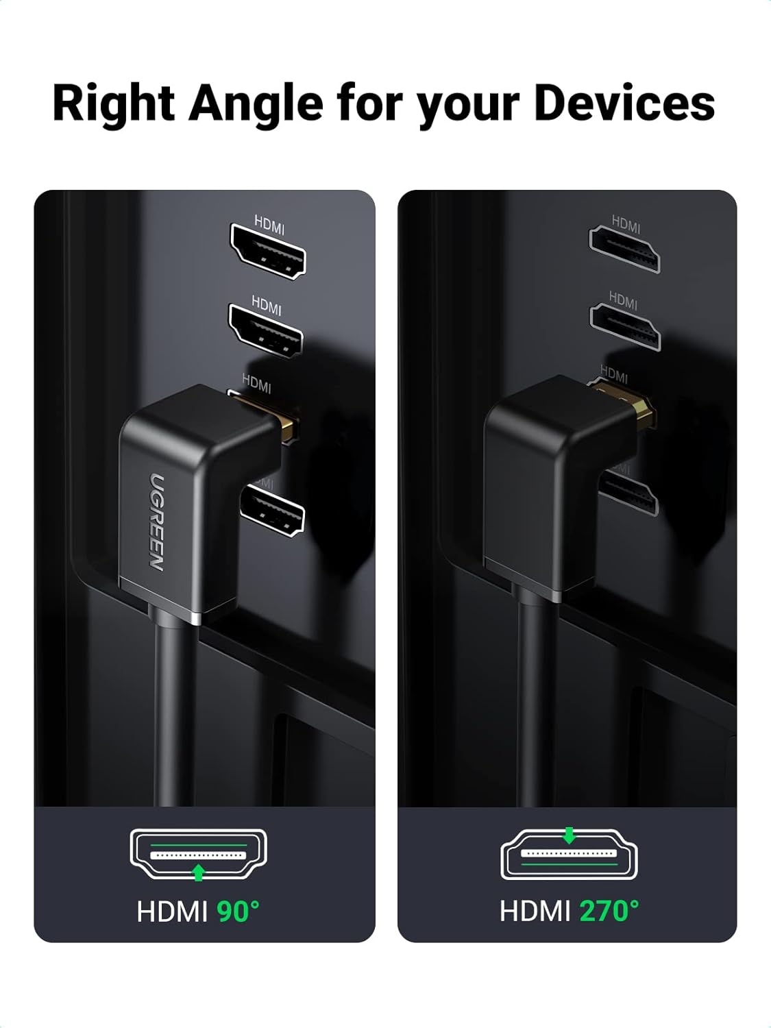 Buy UGREEN 10173 HDMI 2.0 Cable Right Angle 4K 90 Degree (2 Meter) 4K@60Hz Online in Pakistan - UGREEN PK
