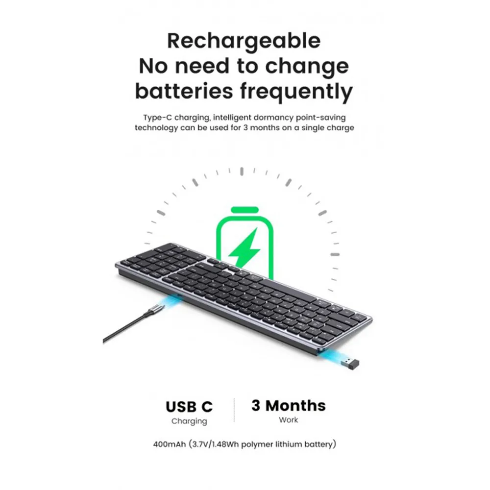 Buy UGREEN 15258 Ultra Slim Wireless Keyboard Bluetooth 5.0 & 2.4G Online in Pakistan - UGREEN PK