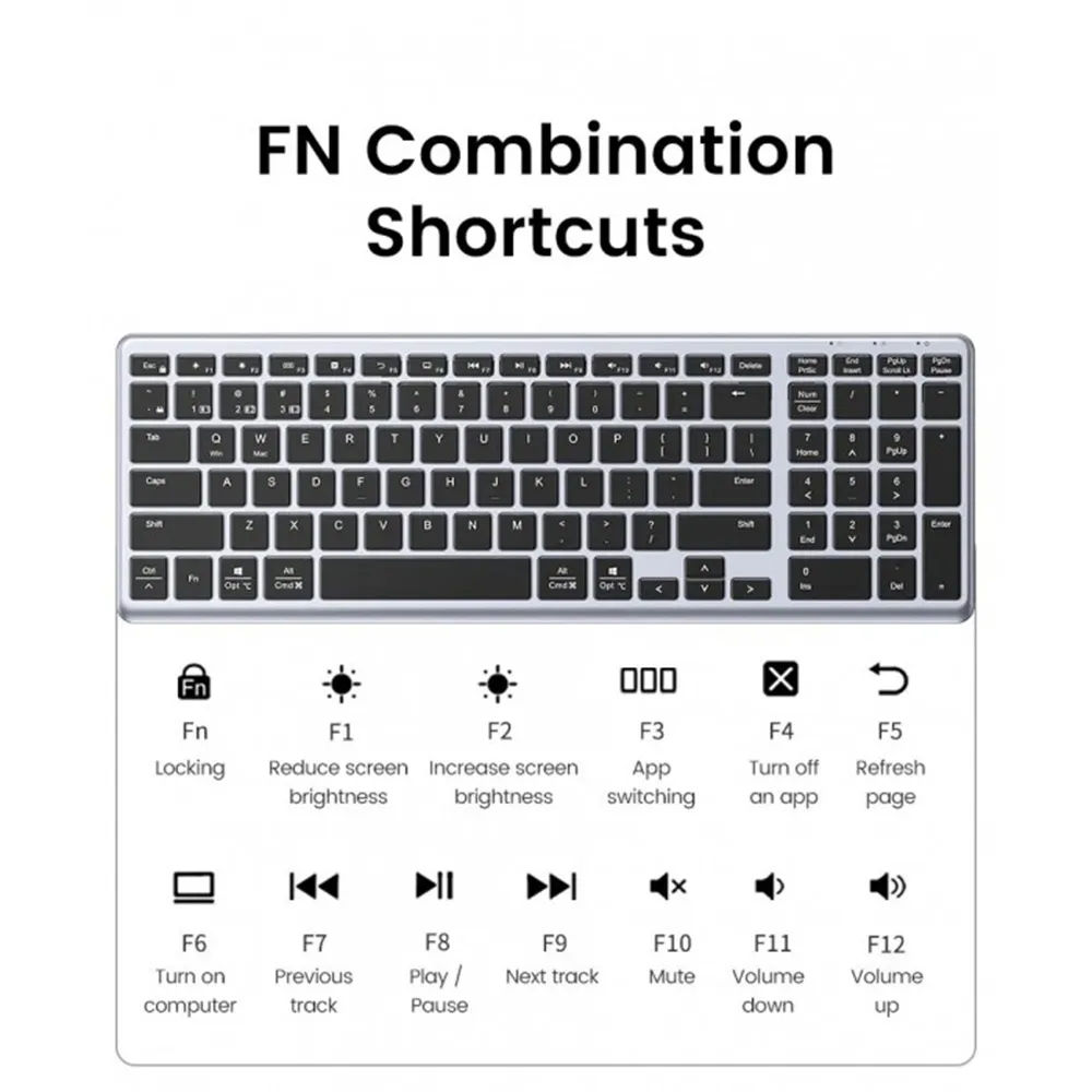 Buy UGREEN 15258 Ultra Slim Wireless Keyboard Bluetooth 5.0 & 2.4G Online in Pakistan - UGREEN PK