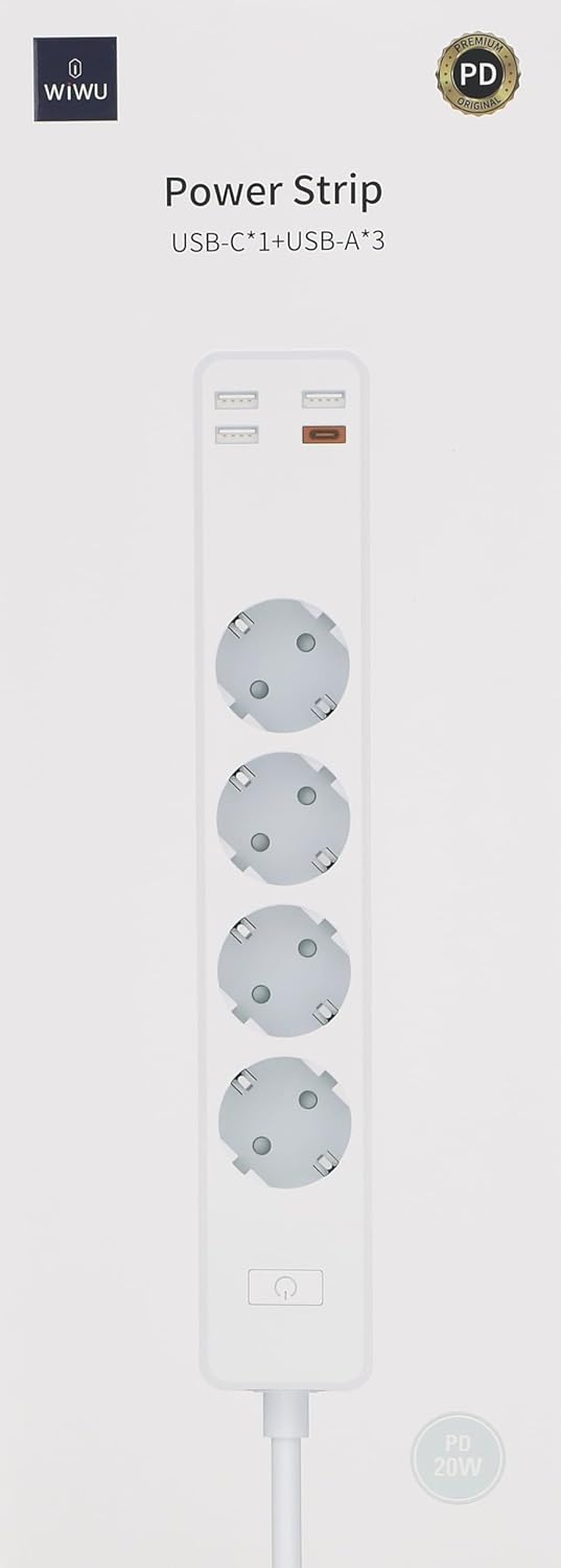 Buy WIWU U01 EU Smart Power Strip 4 AC Outlets & 20W PD USB-C (White) Online in Pakistan - UGREEN PK