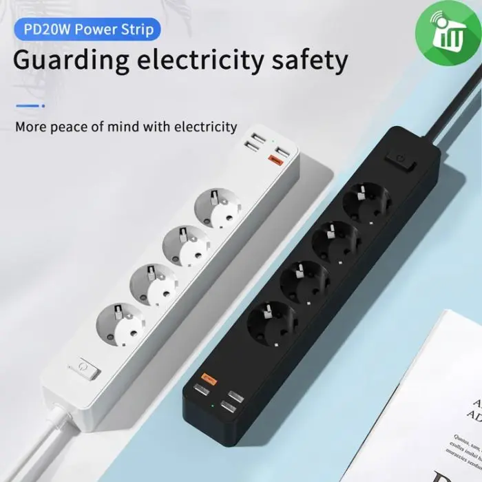Buy WIWU U01 EU Smart Power Strip 4 AC Outlets & 20W PD USB-C (Black) Online in Pakistan - UGREEN PK