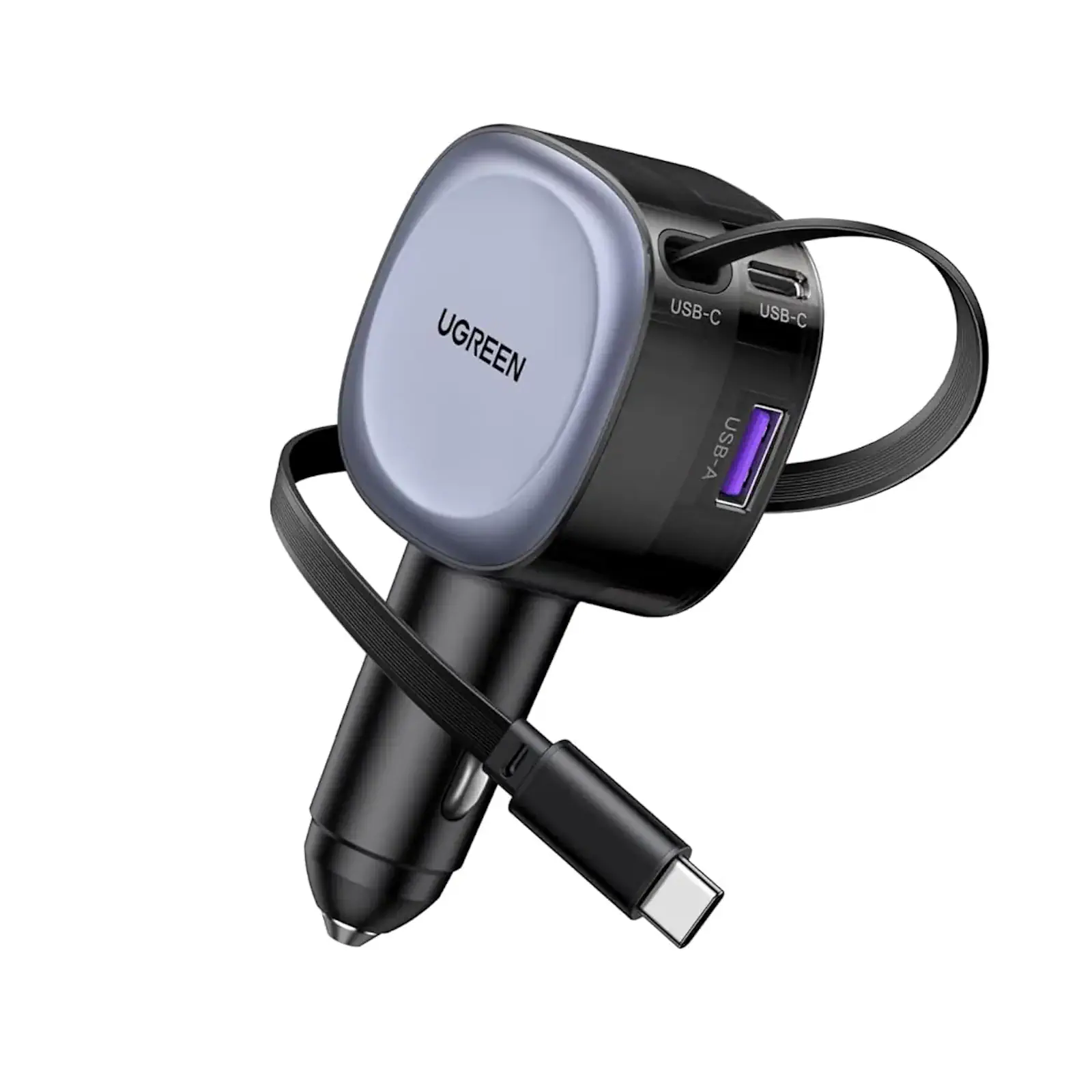 Buy UGREEN 55653 75W Car Charger 2-in-1 Retractable Cable, SCP 25W, QC, PD 30W Fast Charging for iPhone 16/15 Pro Online in Pakistan - UGREEN PK