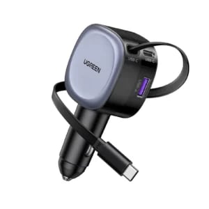 UGREEN 55653 75W Car Charger 2-in-1 Retractable Cable