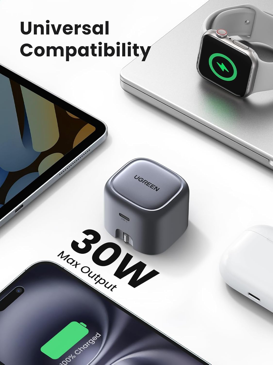Buy UGREEN 90878 30W USB-C Charger Nexode (UK Plug) Foldable PD 3.0 Fast Charging for iPhone 16/15/14/13 Online in Pakistan - UGREEN PK