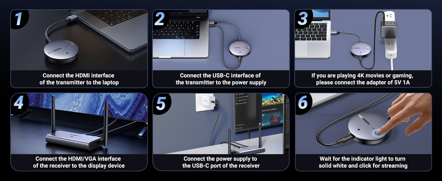 UGREEN 90909A 4K@30Hz Wireless HDMI Extender TX and RX 50 Meter Range Buy UGREEN 90909A 4K@30Hz Wireless HDMI Extender TX and RX 50 Meter Range Online in Pakistan - UGREEN PK