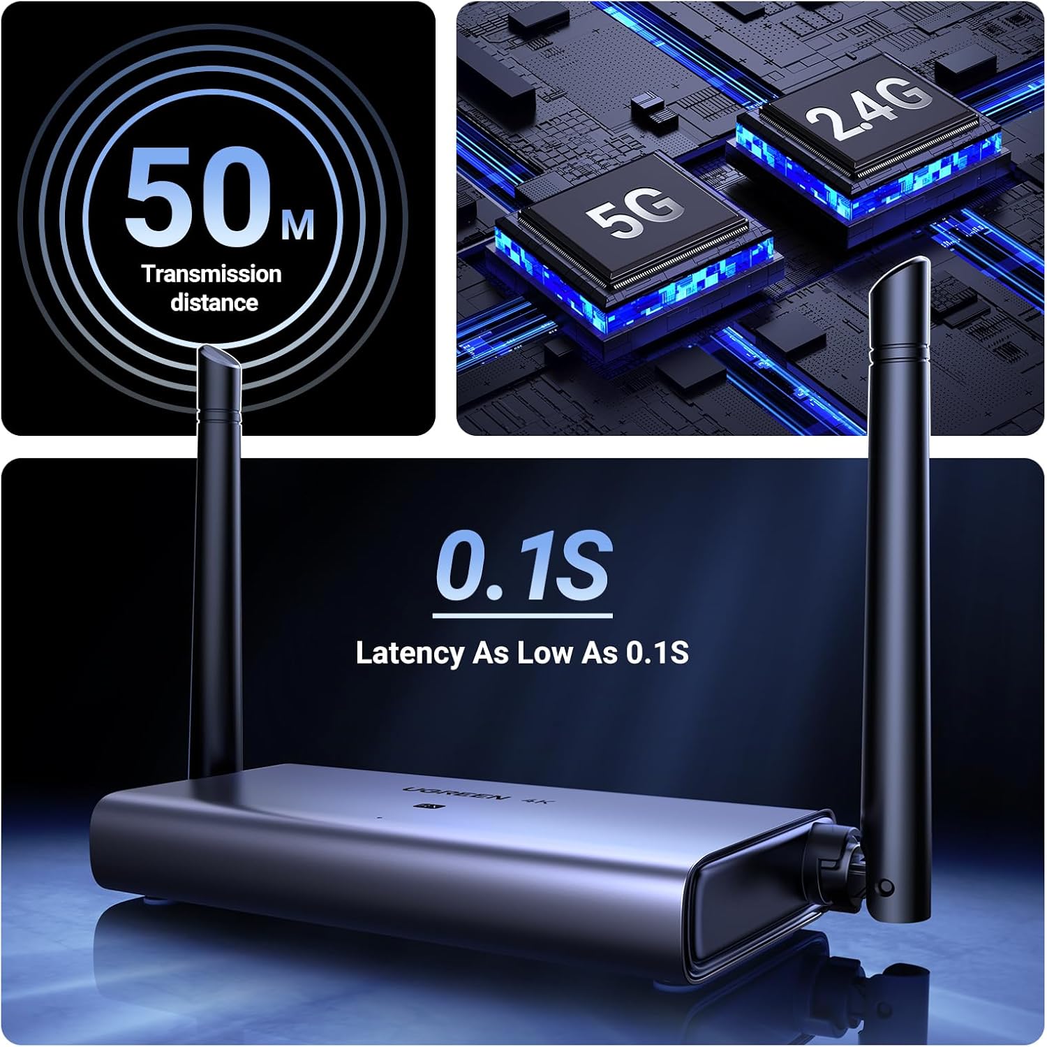 Buy UGREEN 90909A 4K@30Hz Wireless HDMI Extender TX and RX 50 Meter Range Online in Pakistan - UGREEN PK