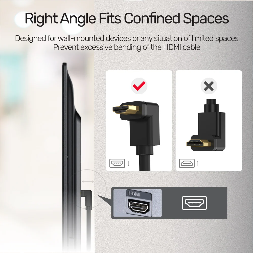 Buy UNITEK 4K HDMI Cable 4K@60Hz (3 Meter) Right Angle 90° Cable Online in Pakistan - UGREEN PK