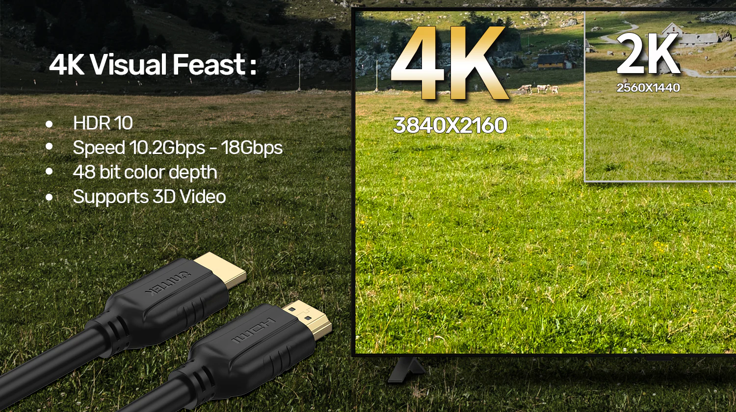 UNITEK 4K HDMI Cable 4K@60Hz (1.5 Meter) 30AWG-24AWG 18Gbps High-Speed, ARC & Dolby Audio Buy UNITEK 4K HDMI Cable 4K@60Hz (1.5 Meter) 30AWG-24AWG 18Gbps High-Speed, ARC & Dolby Audio Online in Pakistan - UGREEN PK