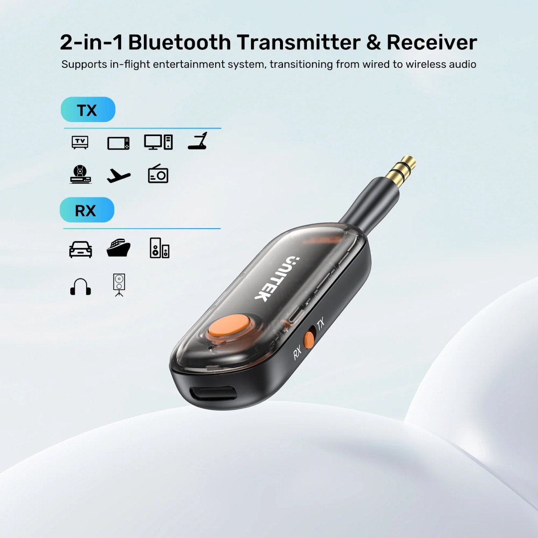 Buy UNITEK 2-in-1 Bluetooth 5.3 Transmitter & Receiver Low Latency, Dual-Device Pairing Online in Pakistan - UGREEN PK