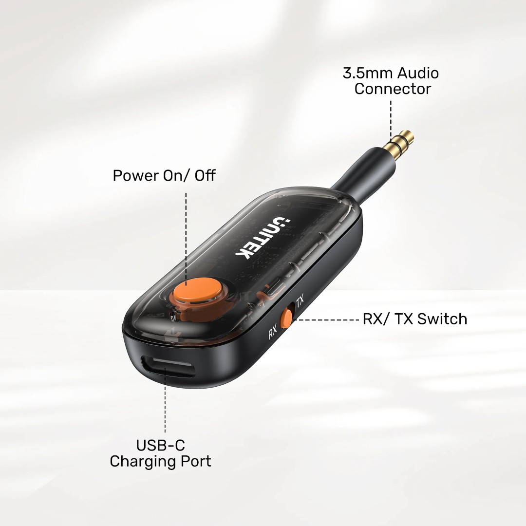 Buy UNITEK 2-in-1 Bluetooth 5.3 Transmitter & Receiver Low Latency, Dual-Device Pairing Online in Pakistan - UGREEN PK