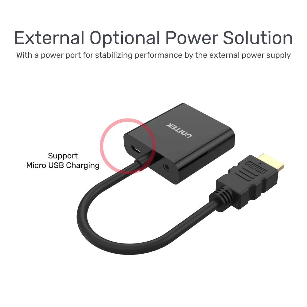 Buy UNITEK HDMI to VGA Adapter with 3.5mm Audio 1080P HD Resolution Plug-and-Play Online in Pakistan - UGREEN PK
