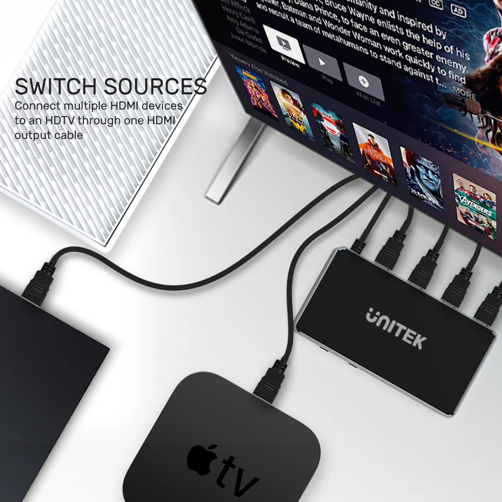 Buy UNITEK 4K HDMI Switch (3 in 1 Out) IR Remote Control Dolby TrueHD & DTS-HD Online in Pakistan - UGREEN PK