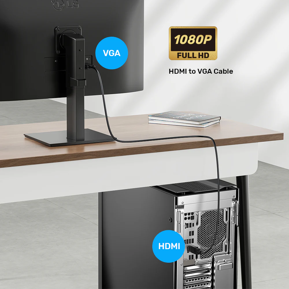 Buy UNITEK HDMI to VGA Cable (2 Meter) Full HD 1080P@60Hz Gold-Plated Connectors Online in Pakistan - UGREEN PK