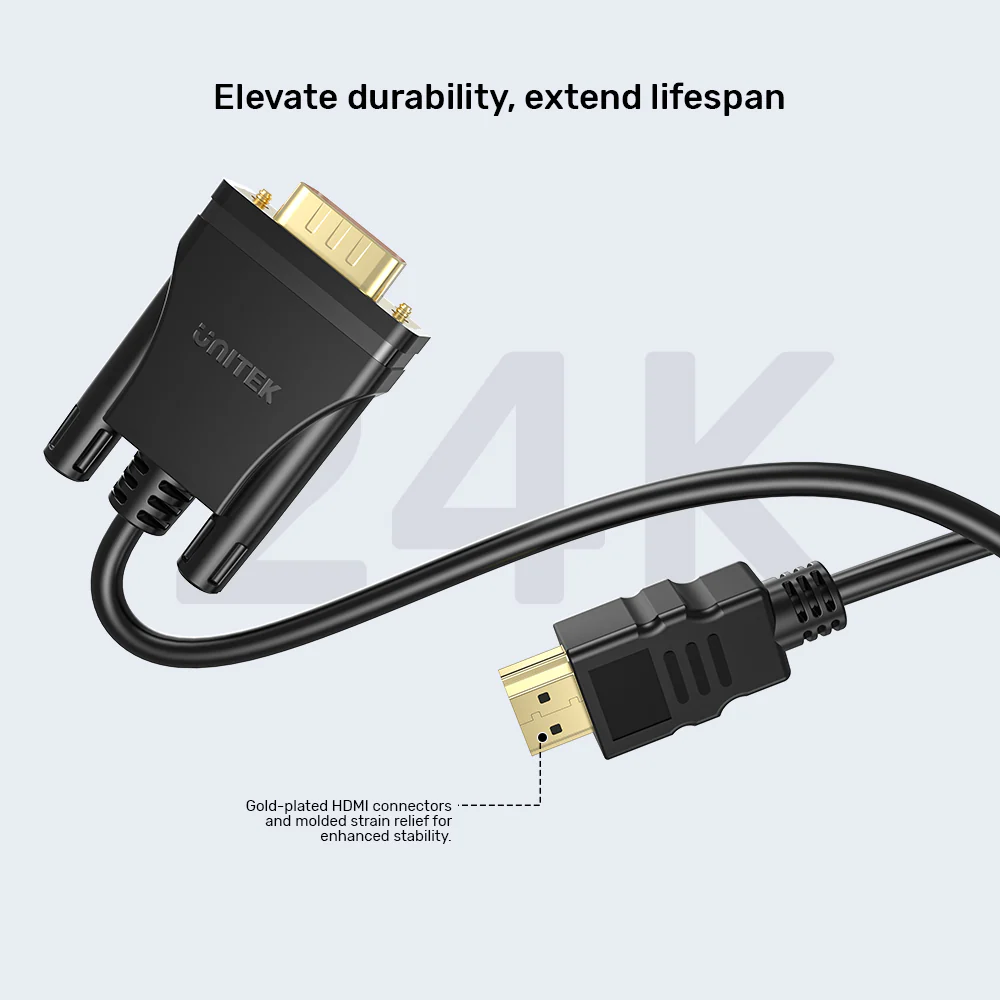 Buy UNITEK HDMI to VGA Cable (2 Meter) Full HD 1080P@60Hz Gold-Plated Connectors Online in Pakistan - UGREEN PK