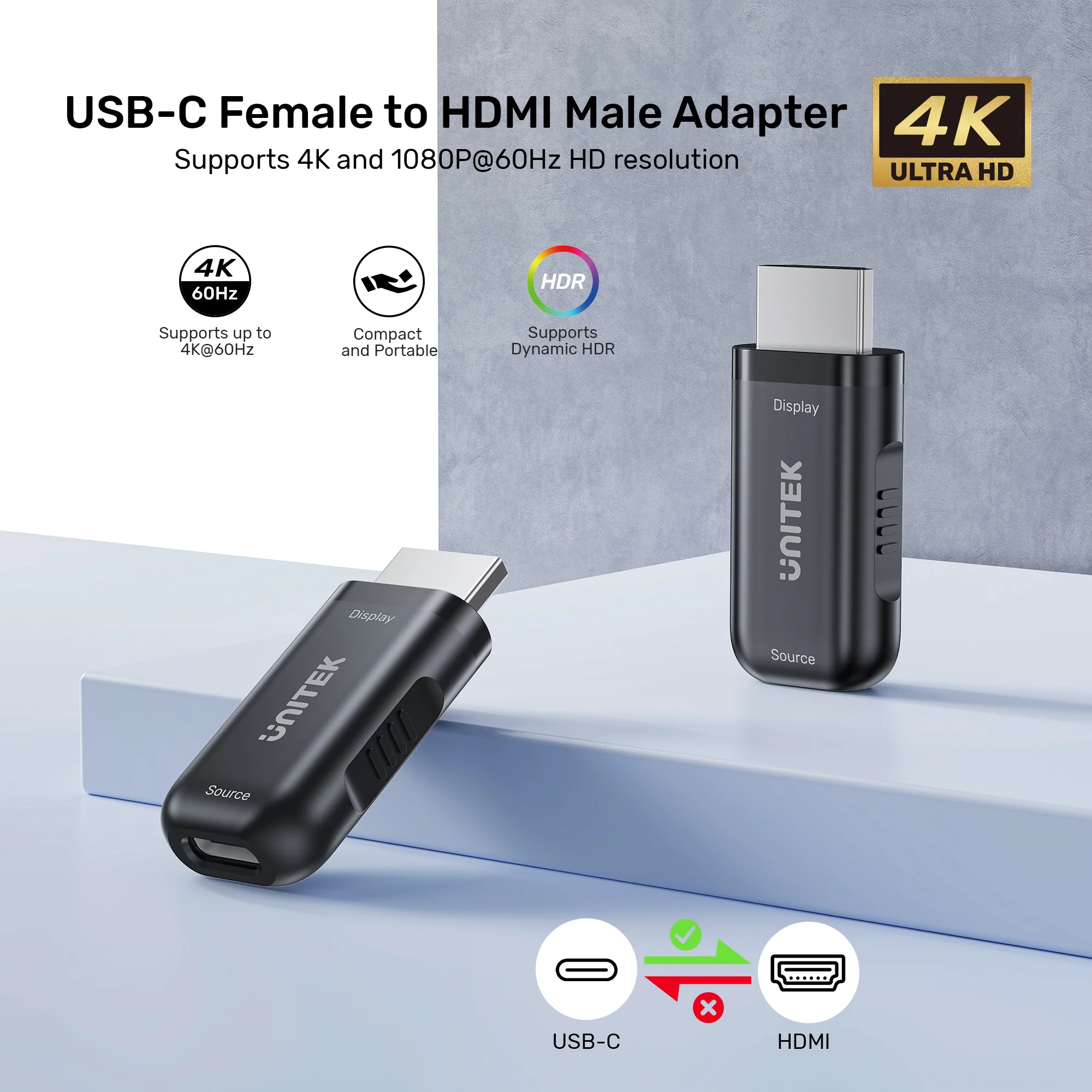 Buy UNITEK USB-C Female to HDMI Male Adapter 4K@60Hz Thunderbolt 3/4 Plug & Play Online in Pakistan - UGREEN PK
