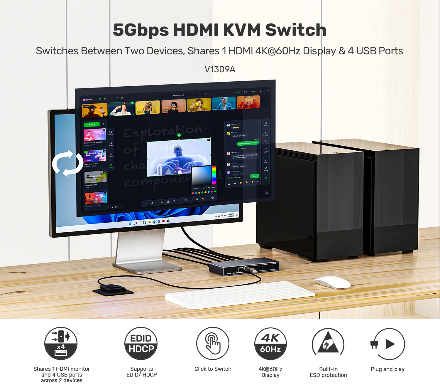 UNITEK HDMI KVM Switch 4K@60Hz, 4x USB 3.0 Ports (5Gbps) Plug-and-Play Buy UNITEK HDMI KVM Switch 4K@60Hz, 4x USB 3.0 Ports (5Gbps) Plug-and-Play Online in Pakistan - UGREEN PK