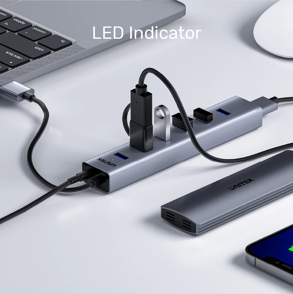 Buy UNITEK uHUB S7 7-Port USB 3.0 Powered Hub (40cm) Aluminum Enclosure, BC1.2 Charging, LED Indicator Online in Pakistan - UGREEN PK