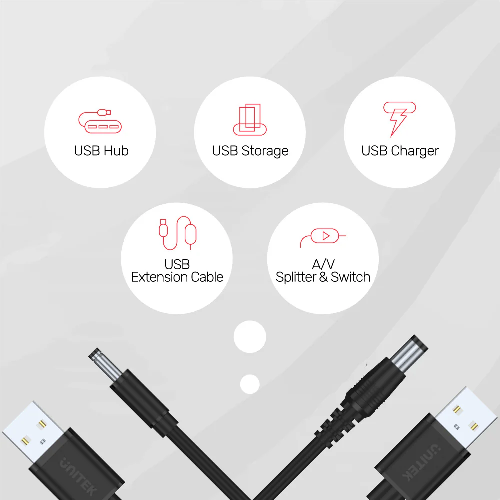 Buy UNITEK USB-A to DC 3.5x1.35mm Power Charging Cable (1 Meter) 15W, 5V/3A, Nickel-Plated Connectors Online in Pakistan - UGREEN PK