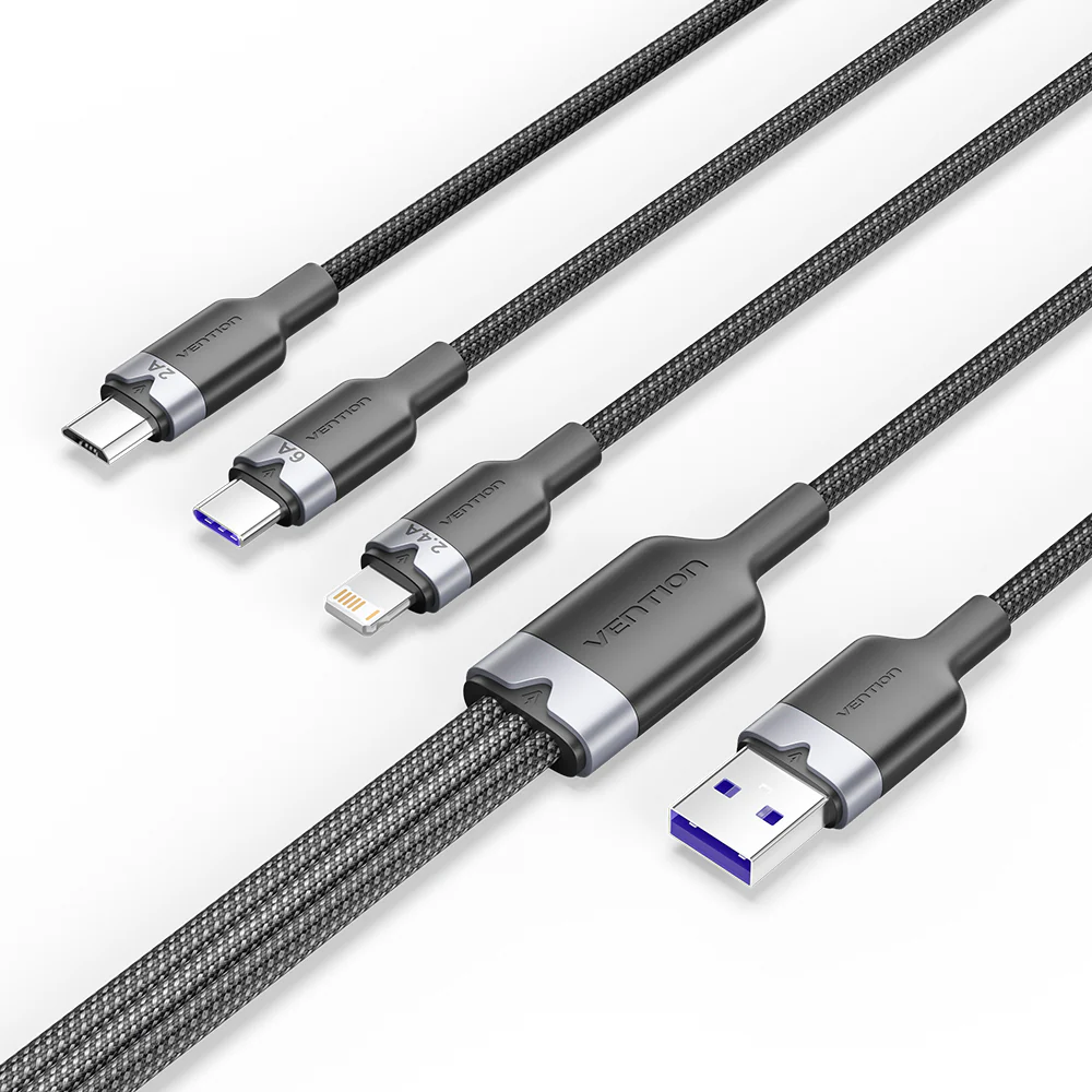 VENTION CTRBG 3-in-1 USB 2.0 Charging Cable 6A Fast Charging
