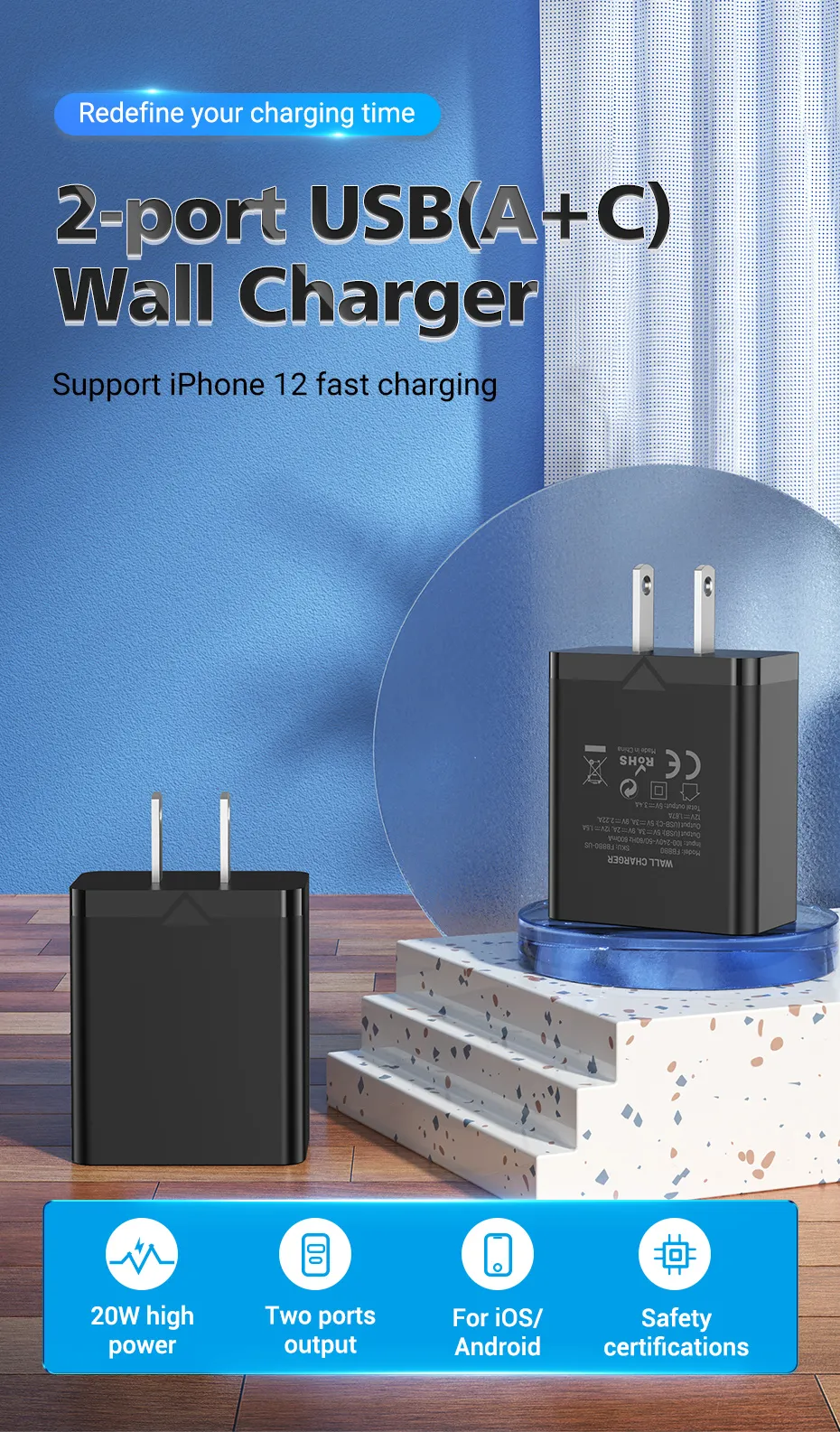 VENTION 20W USB-C & USB-A Fast Charger PD 20W & QC 18W (Black) US Plug Buy VENTION 20W USB-C & USB-A Fast Charger PD 20W & QC 18W (Black) US Plug Online in Pakistan - UGREEN PK