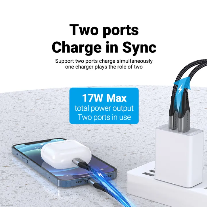 Buy VENTION 20W USB-C & USB-A Fast Charger PD 20W & QC 18W (White) US Plug Online in Pakistan - UGREEN PK