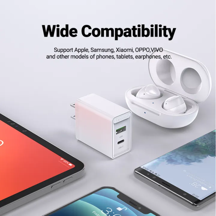 Buy VENTION 20W USB-C & USB-A Fast Charger PD 20W & QC 18W (White) US Plug Online in Pakistan - UGREEN PK