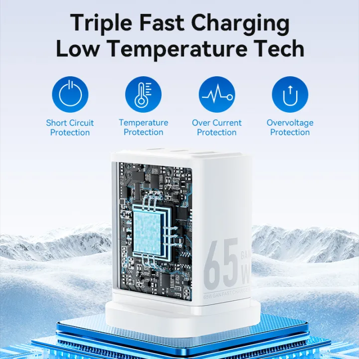 Buy VENTION 65W GaN 3-Port USB-C Fast Charger (UK Plug) PD 3.0 Type-C Adapter for iPhone 16/15/14/13 Pro Max Online in Pakistan - UGREEN PK