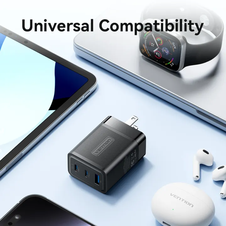Buy VENTION FERB0-US 65W GaN Charger Foldable 3-Port USB-C & USB-A Fast Charger PD 3.0 & QC 4.0 Online in Pakistan - UGREEN PK