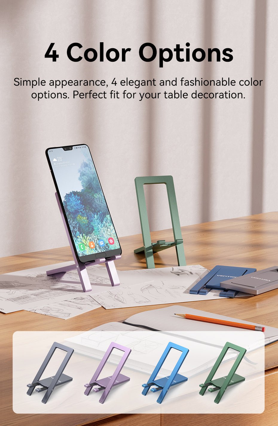 VENTION KCYH0 Portable Phone Stand Ultra-Thin, Foldable Aluminum Alloy (Gray) Buy VENTION KCYH0 Portable Phone Stand Ultra-Thin, Foldable Aluminum Alloy (Gray) Online in Pakistan - UGREEN PK