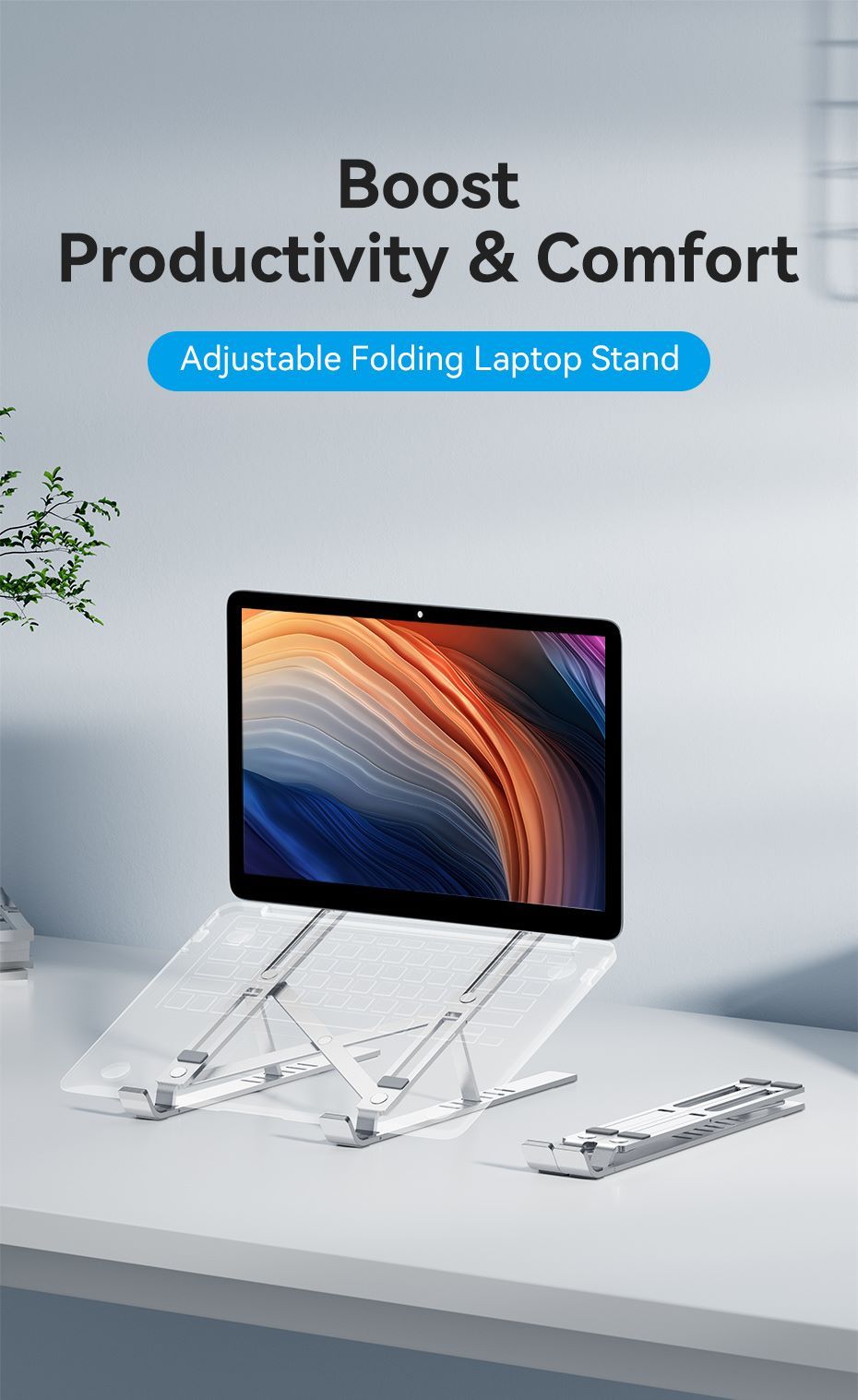 VENTION KDMI0 Foldable Laptop Stand Silver Aluminum Alloy 6-Level Adjustable Buy VENTION KDMI0 Foldable Laptop Stand Silver Aluminum Alloy 6-Level Adjustable Online in Pakistan - UGREEN PK