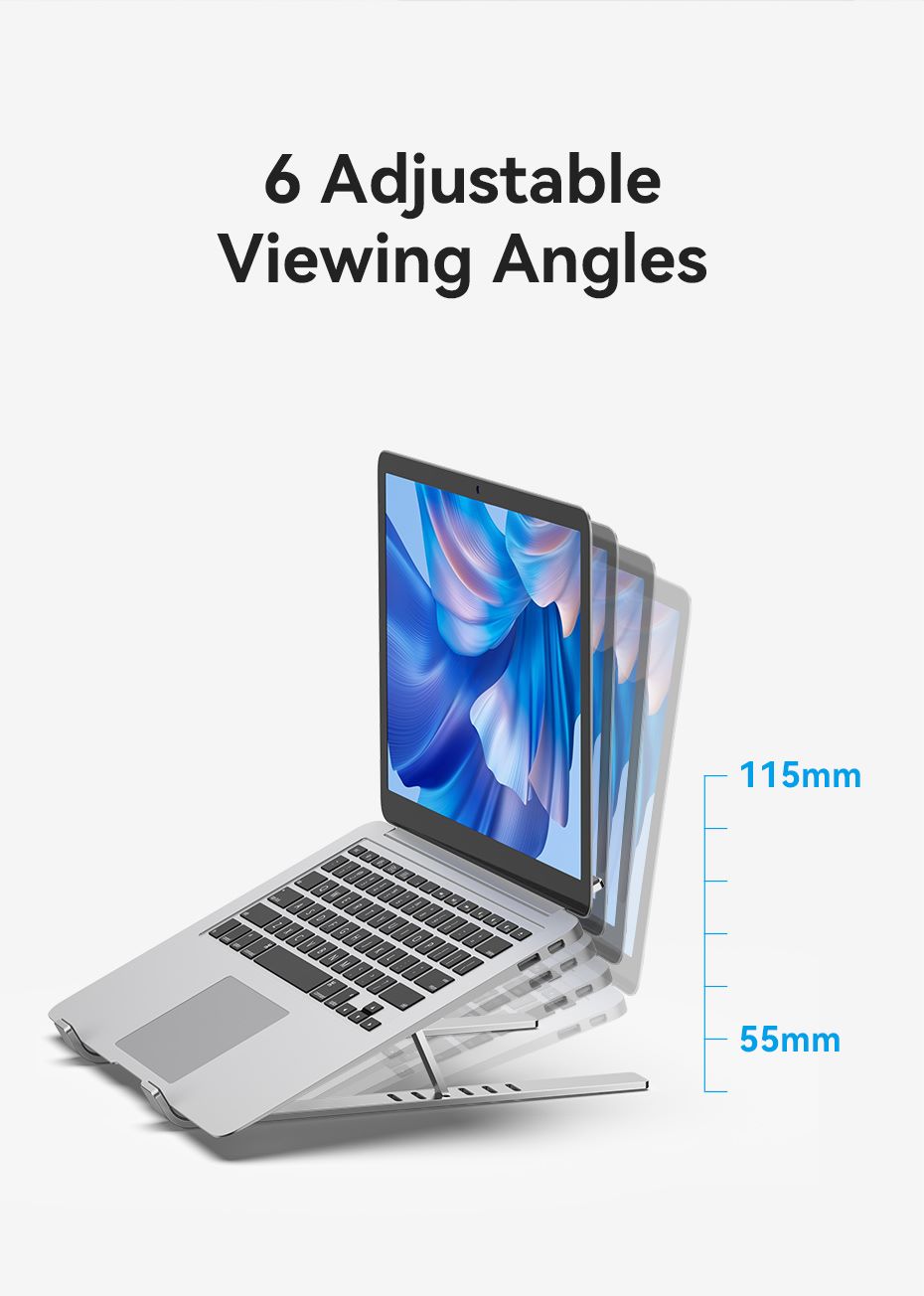 VENTION KDMI0 Foldable Laptop Stand Silver Aluminum Alloy 6-Level Adjustable Buy VENTION KDMI0 Foldable Laptop Stand Silver Aluminum Alloy 6-Level Adjustable Online in Pakistan - UGREEN PK