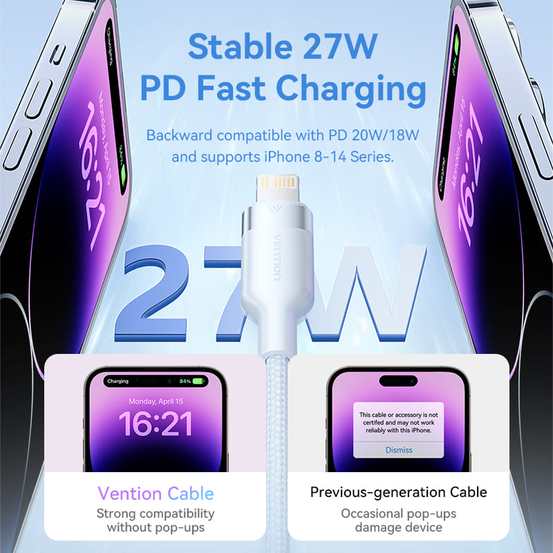 Buy VENTION LALBH USB-C to Lightning Cable (2 Meter) MFi Certified, 3A Fast Charging Online in Pakistan - UGREEN PK