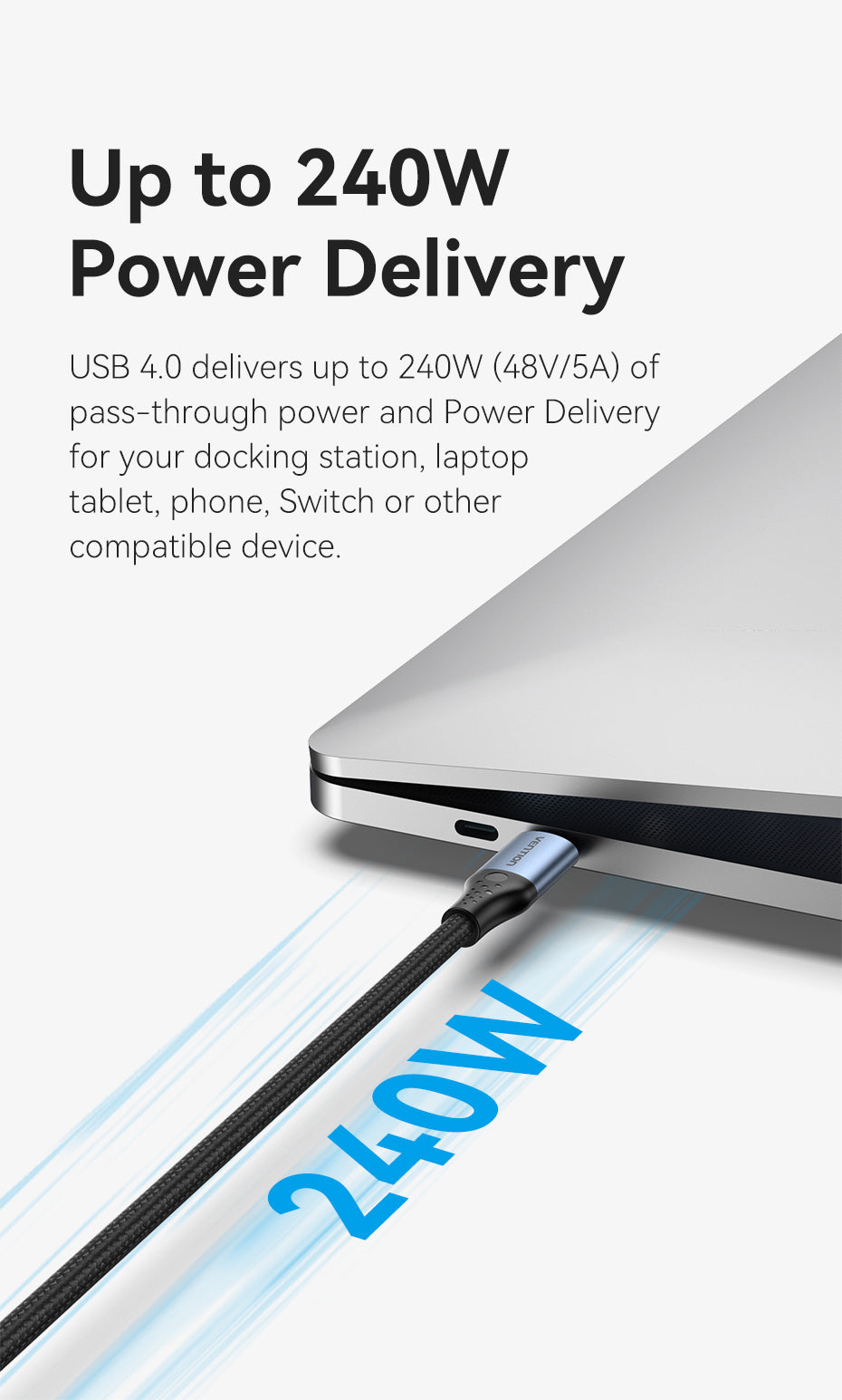 VENTION TAVHF USB 4.0 Type-C 240W PD Fast Charging (1 Meter) Thunderbolt 4, 40Gbps Data Transfer, 8K@60Hz Screen Mirroring Buy VENTION TAVHF USB 4.0 Type-C 240W PD Fast Charging (1 Meter) Thunderbolt 4, 40Gbps Data Transfer, 8K@60Hz Screen Mirroring Online in Pakistan - UGREEN PK